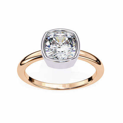 Modern Bezel Solitaire Diamond Ring Rose Gold 