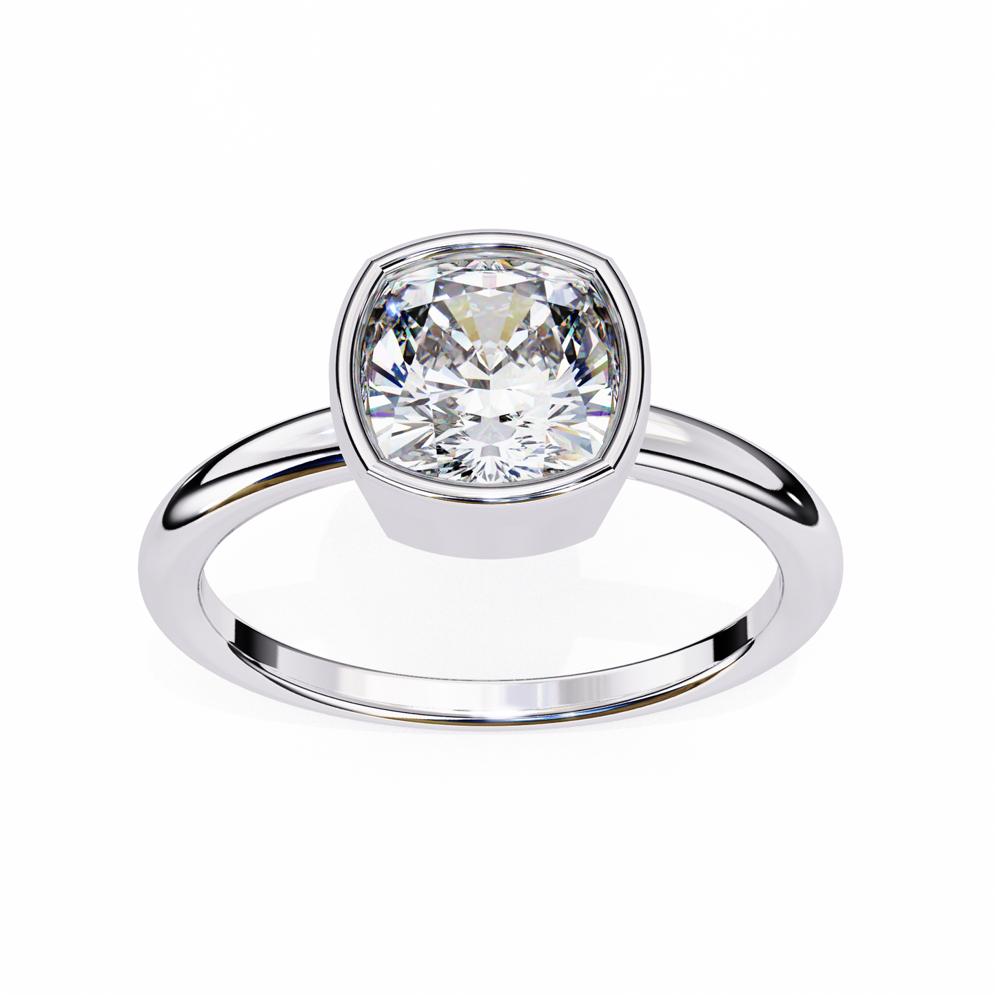 Modern Bezel Solitaire Diamond Ring White Gold 