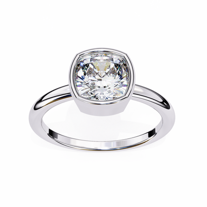 Modern Bezel Solitaire Diamond Ring White Gold 