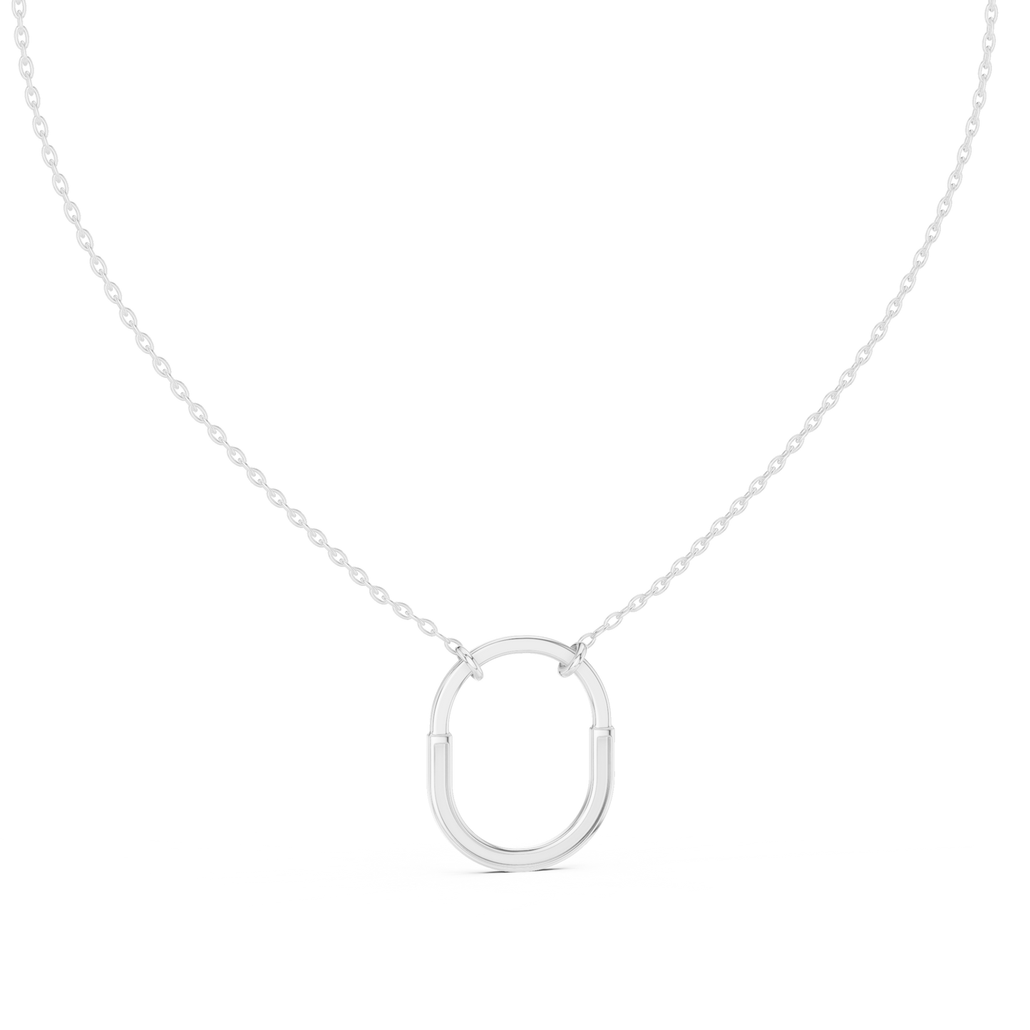 Minimalist Pavé U-Shape Pendant Necklace