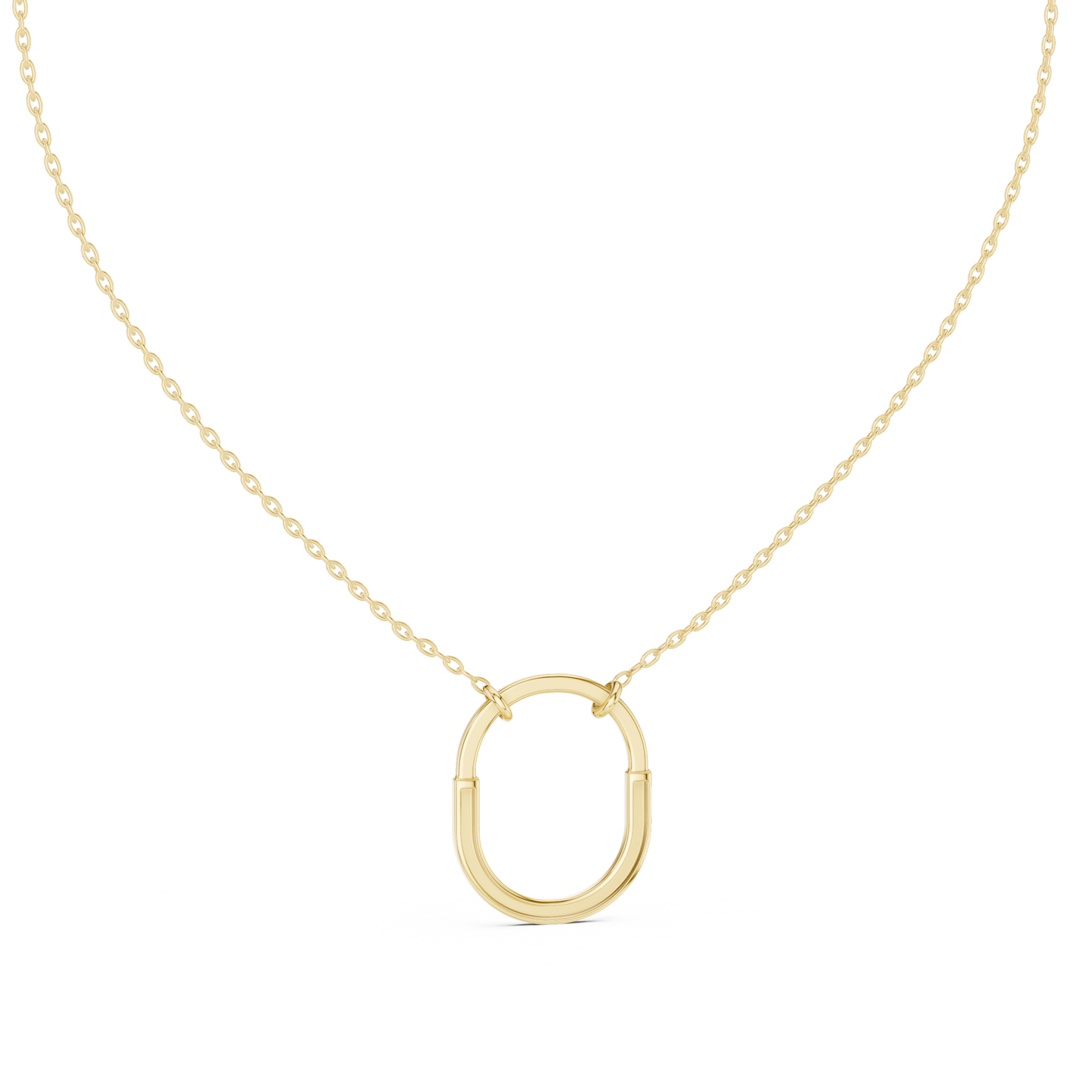 Minimalist Pavé U-Shape Pendant Necklace