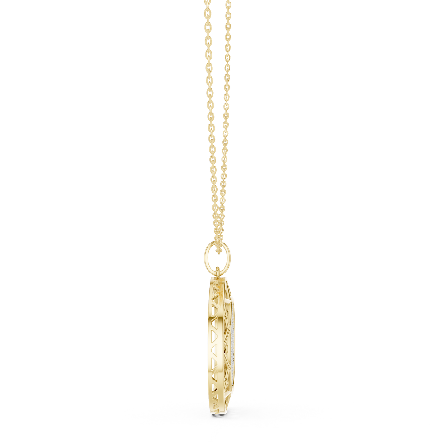 Pavé Diamond Geometric Circle Pendant Necklace