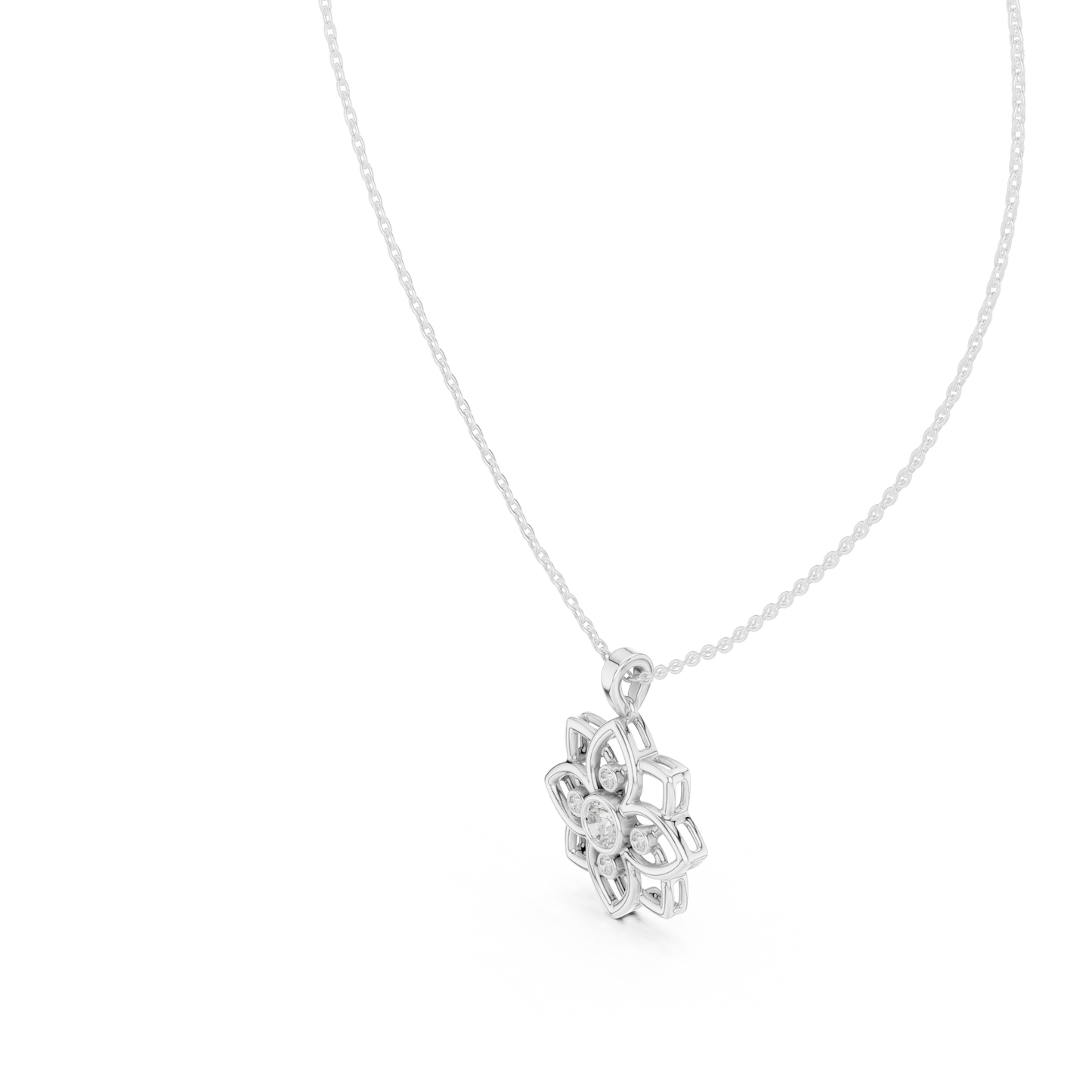 Diamond Flower Pendant Necklace – Floral Diamond Necklace for Women