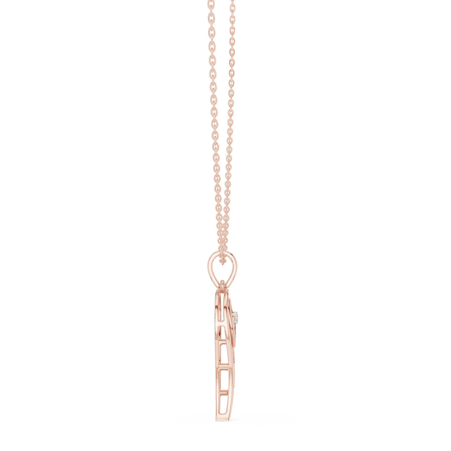 Angel Wing Heart Diamond Pendant Necklace