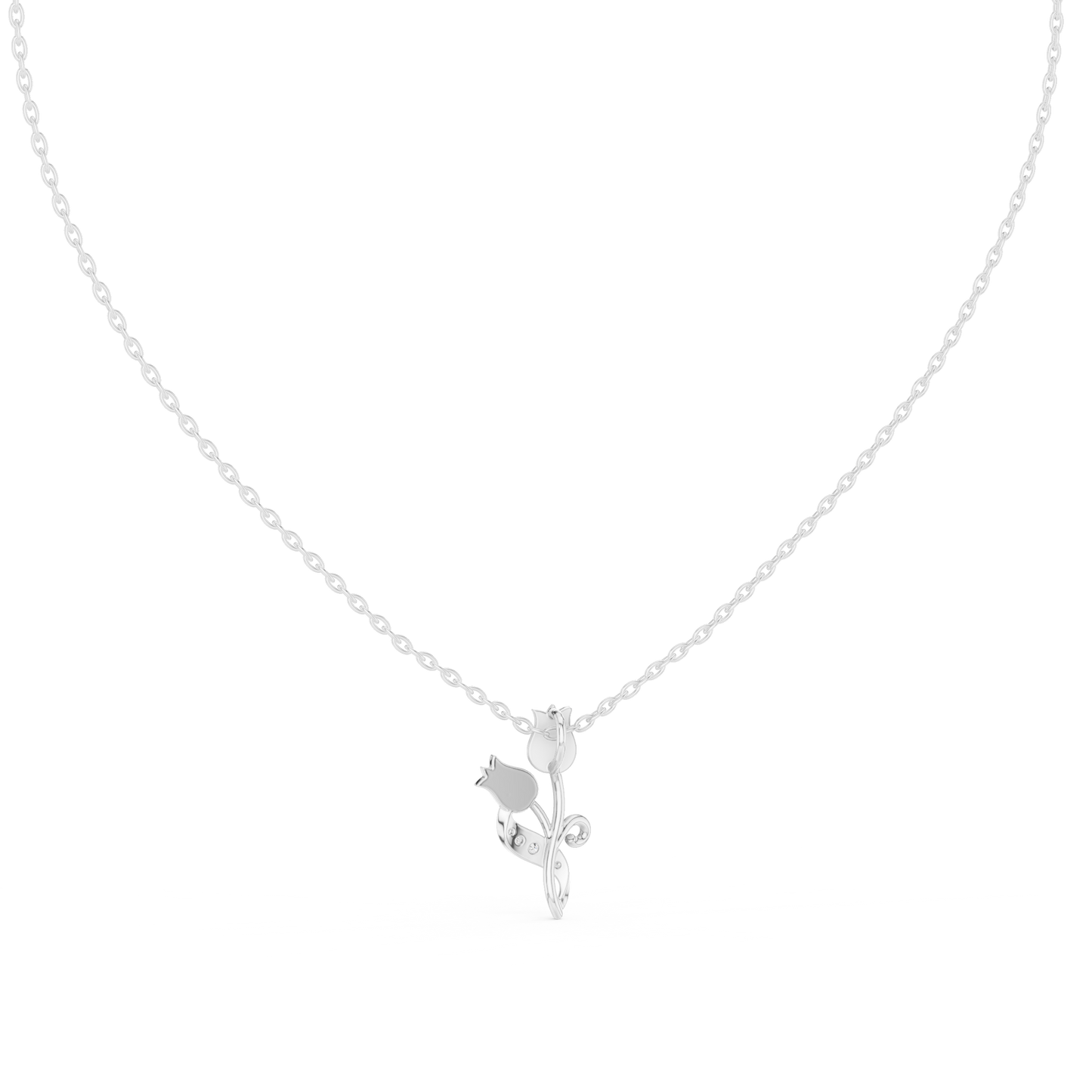 Tulip Diamond Accent Flower Pendant Necklace