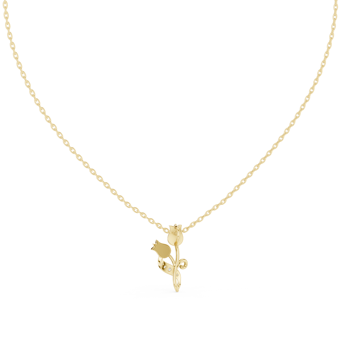 Tulip Diamond Accent Flower Pendant Necklace