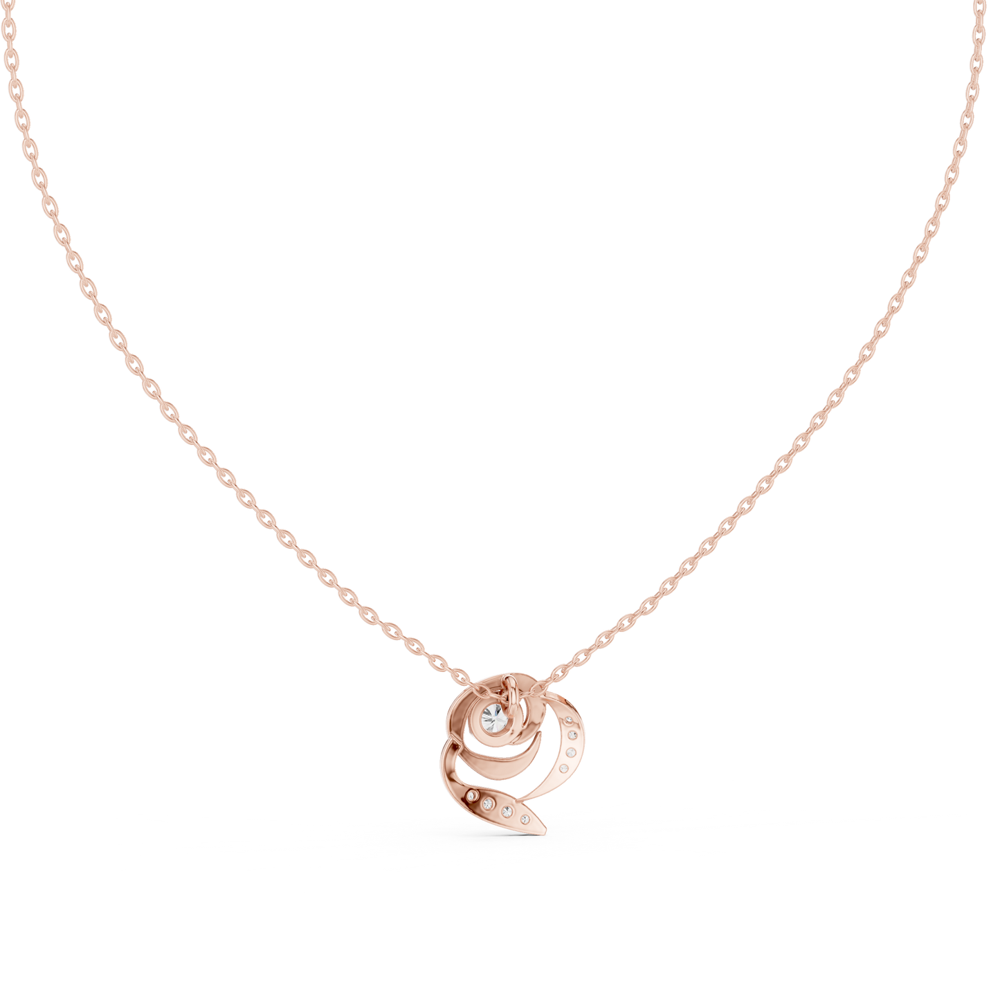 Rose Diamond Flower Pendant Necklace