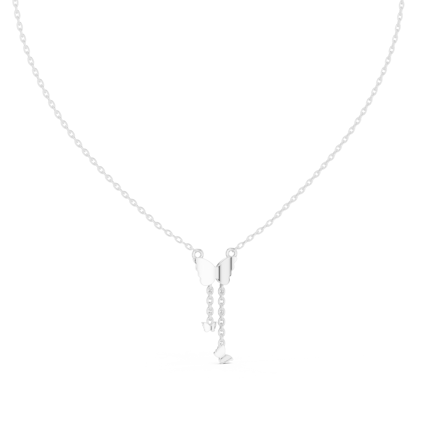 Elegant Butterfly Dangle Necklace with Crystal Pendant