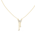 Elegant Butterfly Dangle Necklace with Crystal Pendant