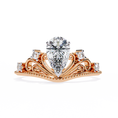 Regal Pear Diamond Tiara Ring Rose Gold 