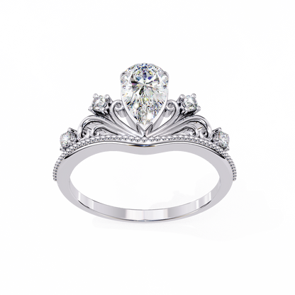 Regal Pear Diamond Tiara Ring White Gold