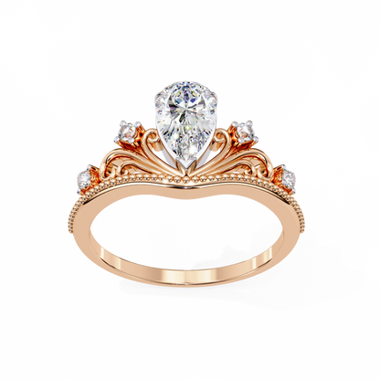Regal Pear Diamond Tiara Ring Rose Gold