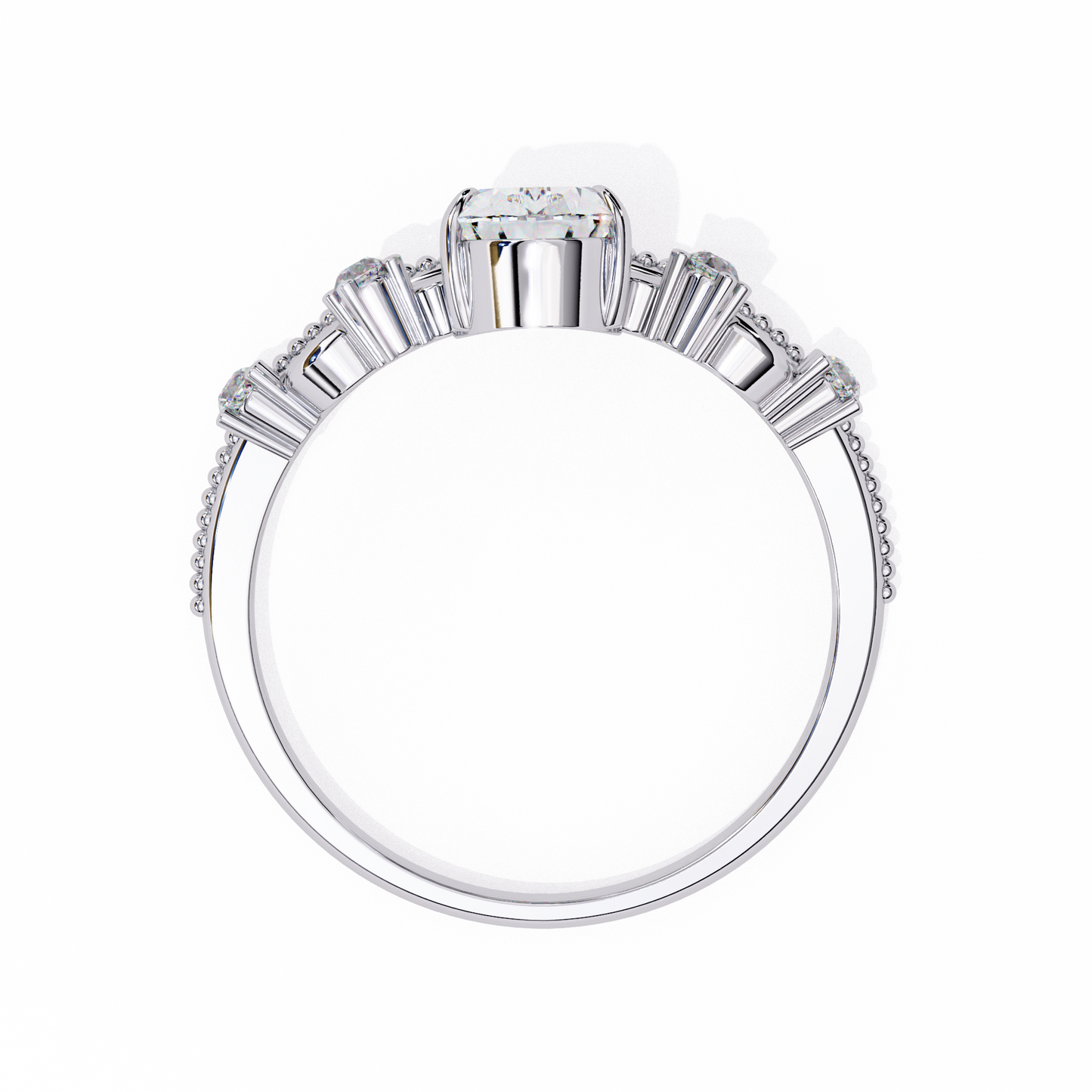 Regal Pear Diamond Tiara Ring White Gold 