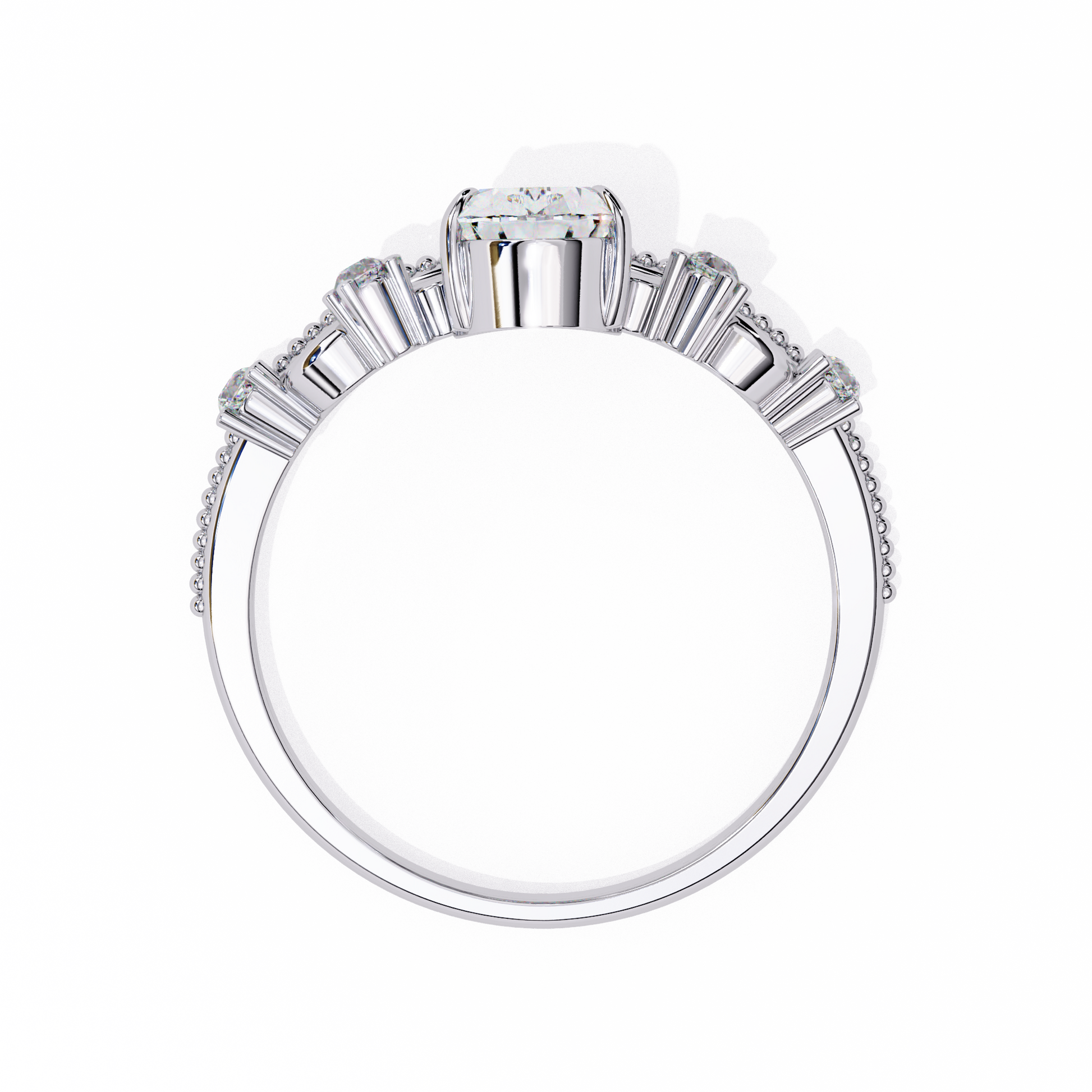 Regal Pear Diamond Tiara Ring White Gold 