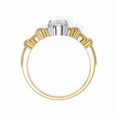 Regal Pear Diamond Tiara Ring Yellow Gold 