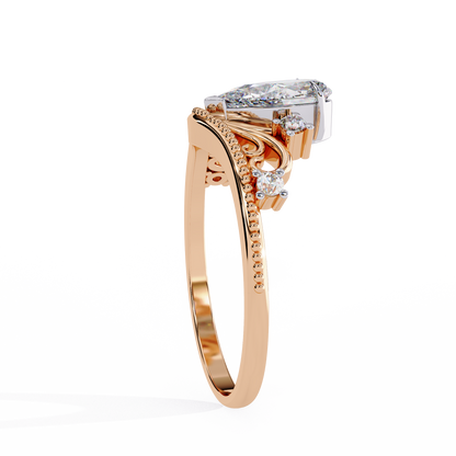 Regal Pear Diamond Tiara Ring Rose Gold 