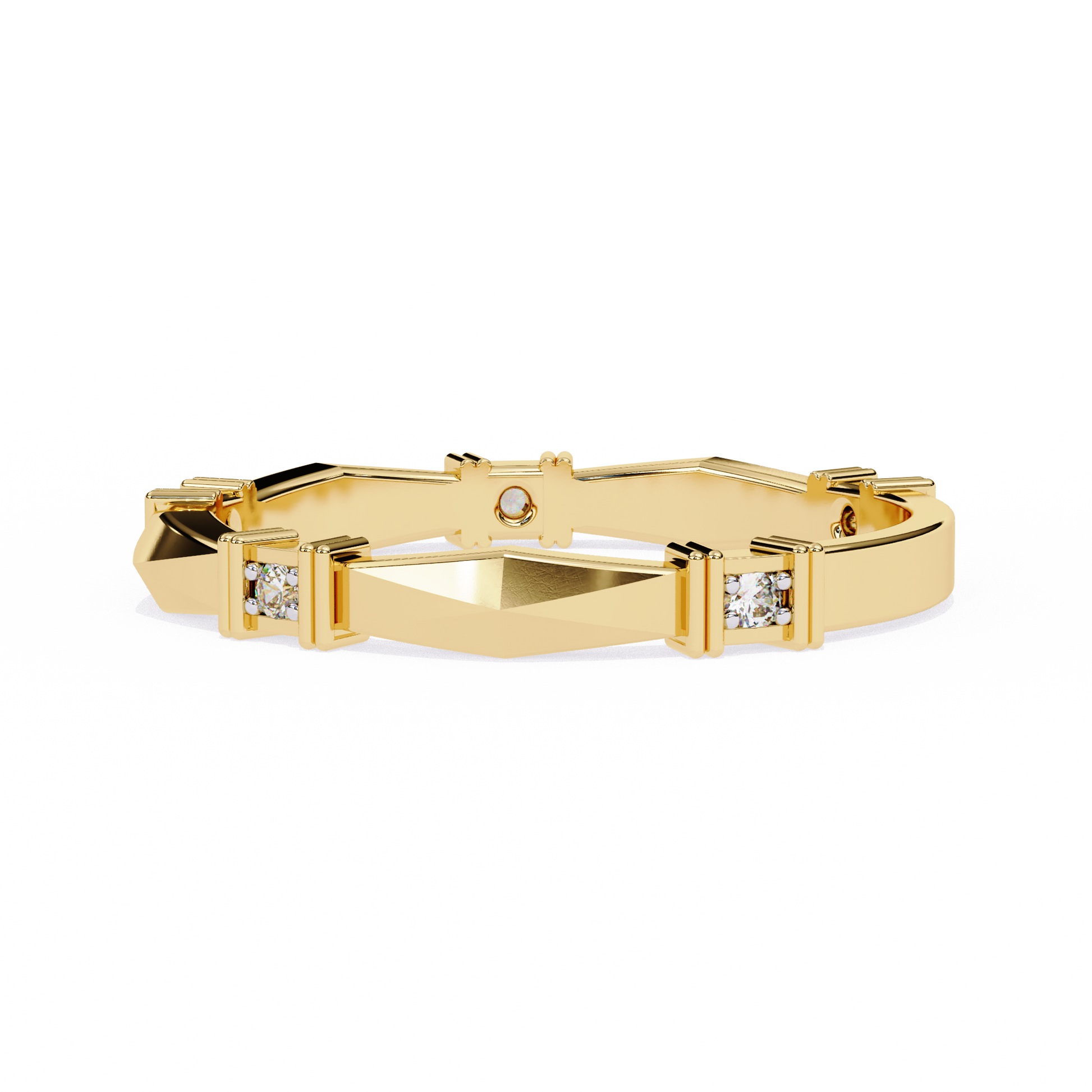 Geometric Diamond Band Ring Yellow Gold