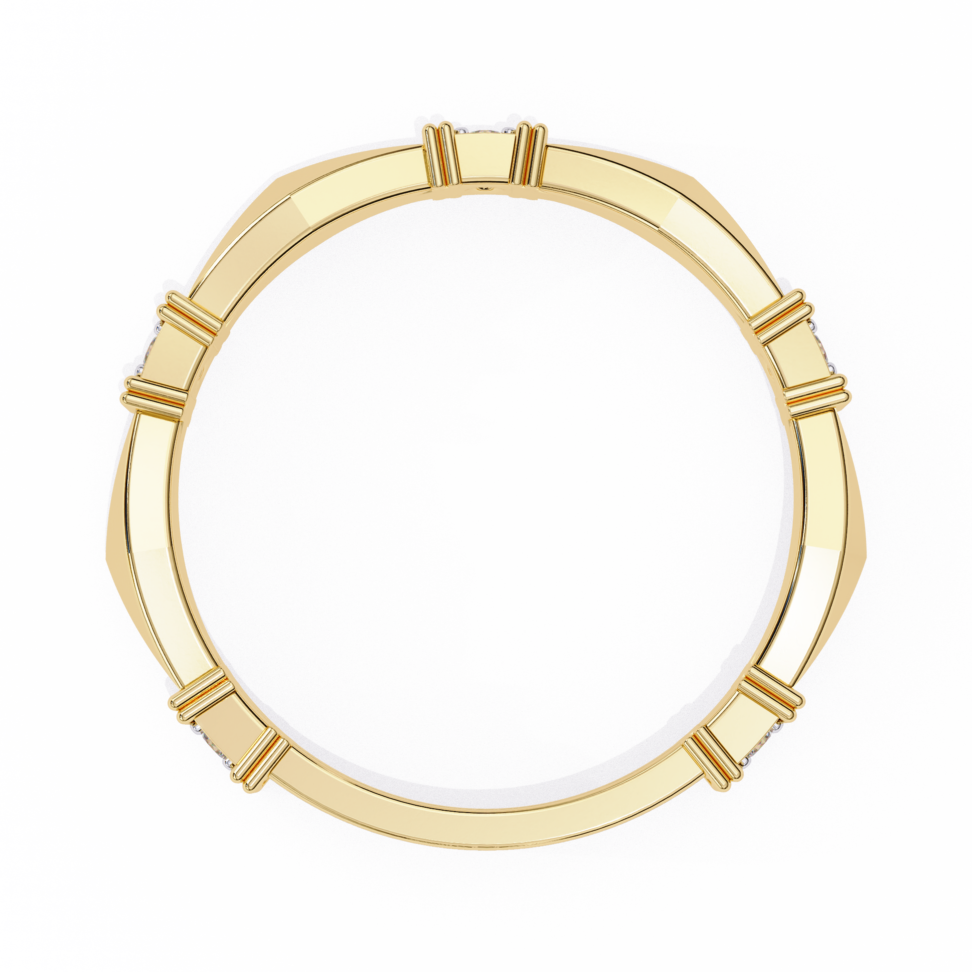 Geometric Diamond Band Ring Yellow Gold