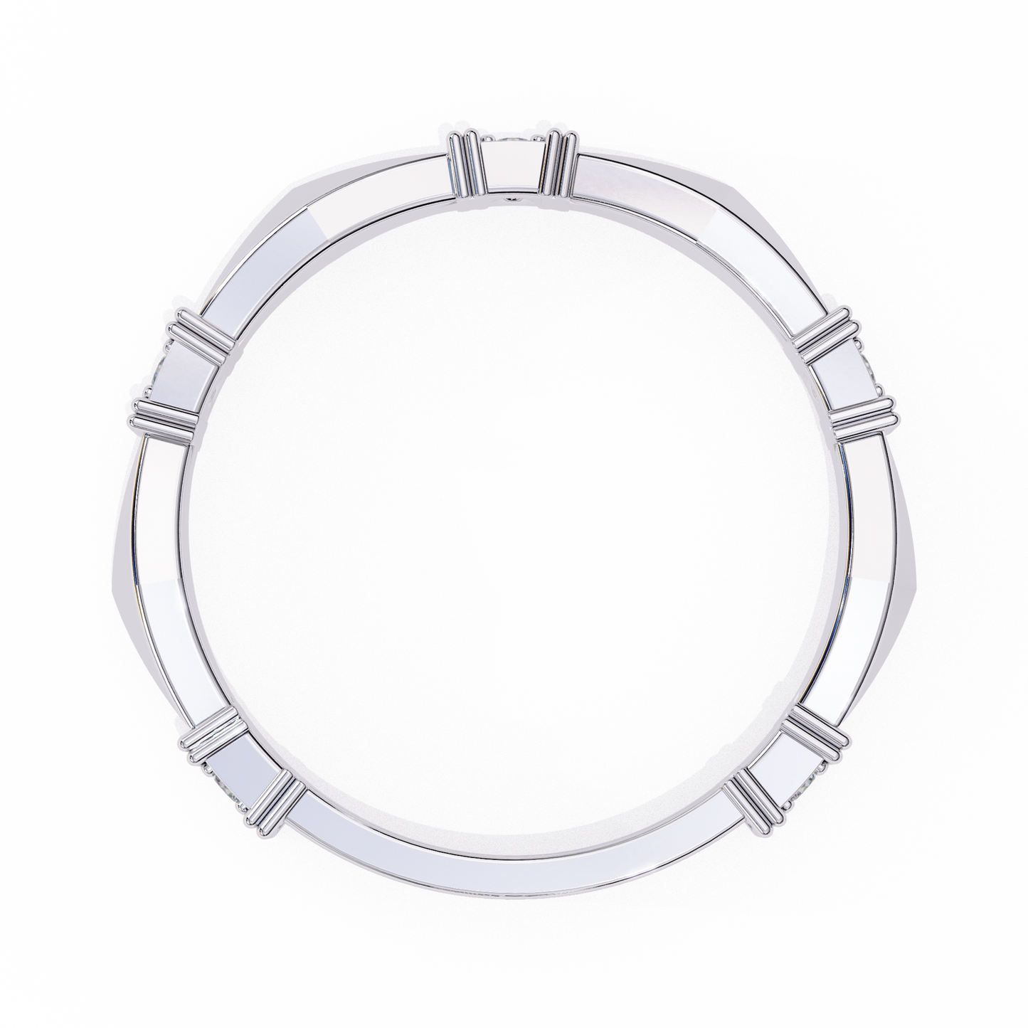 Geometric Diamond Band Ring White Gold