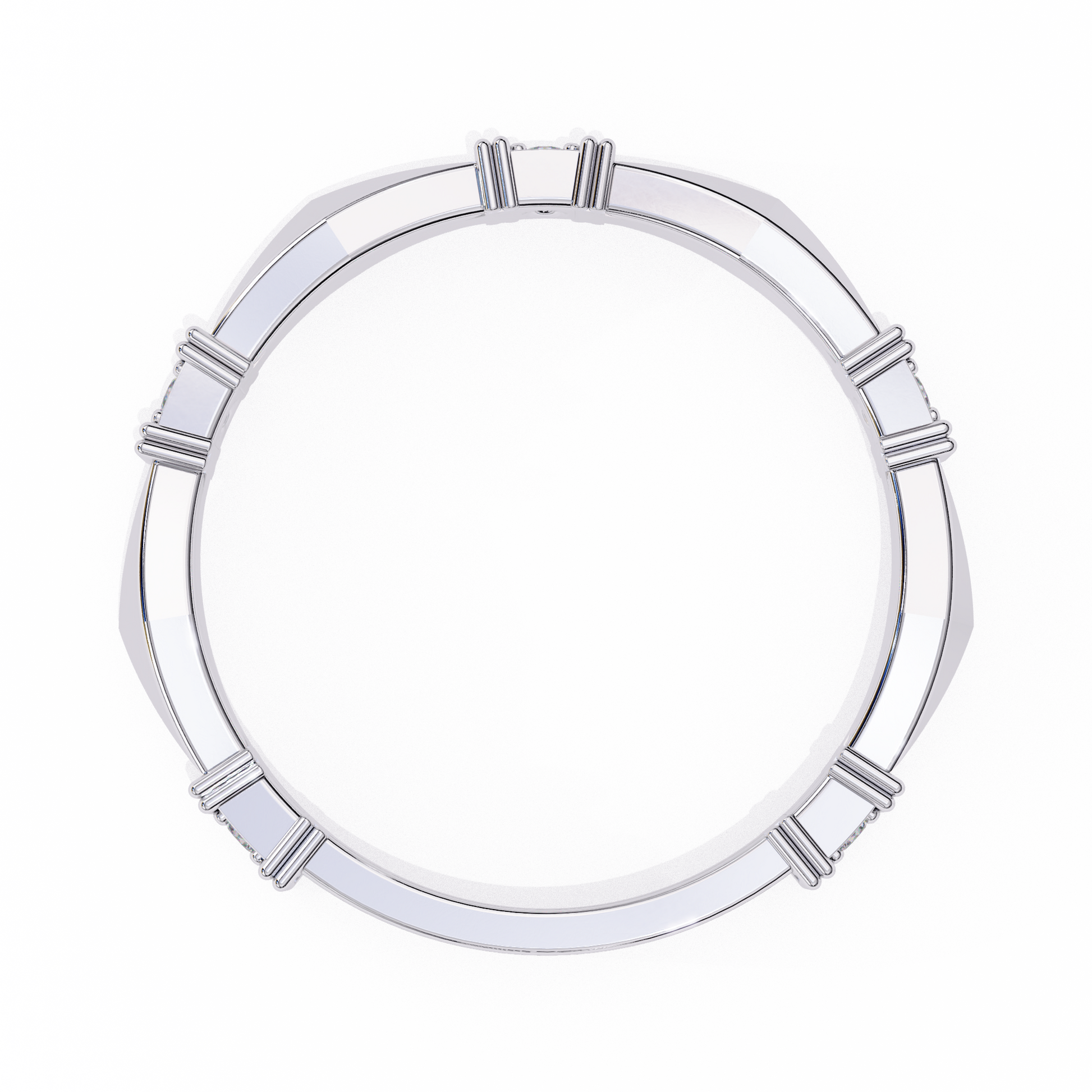 Geometric Diamond Band Ring White Gold