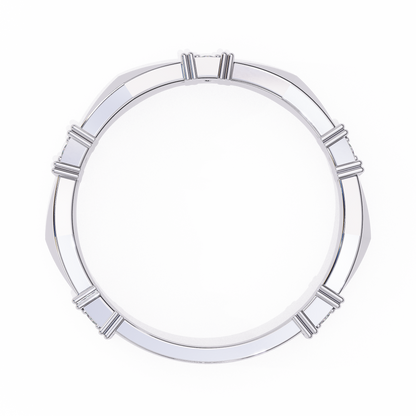 Geometric Diamond Band Ring White Gold