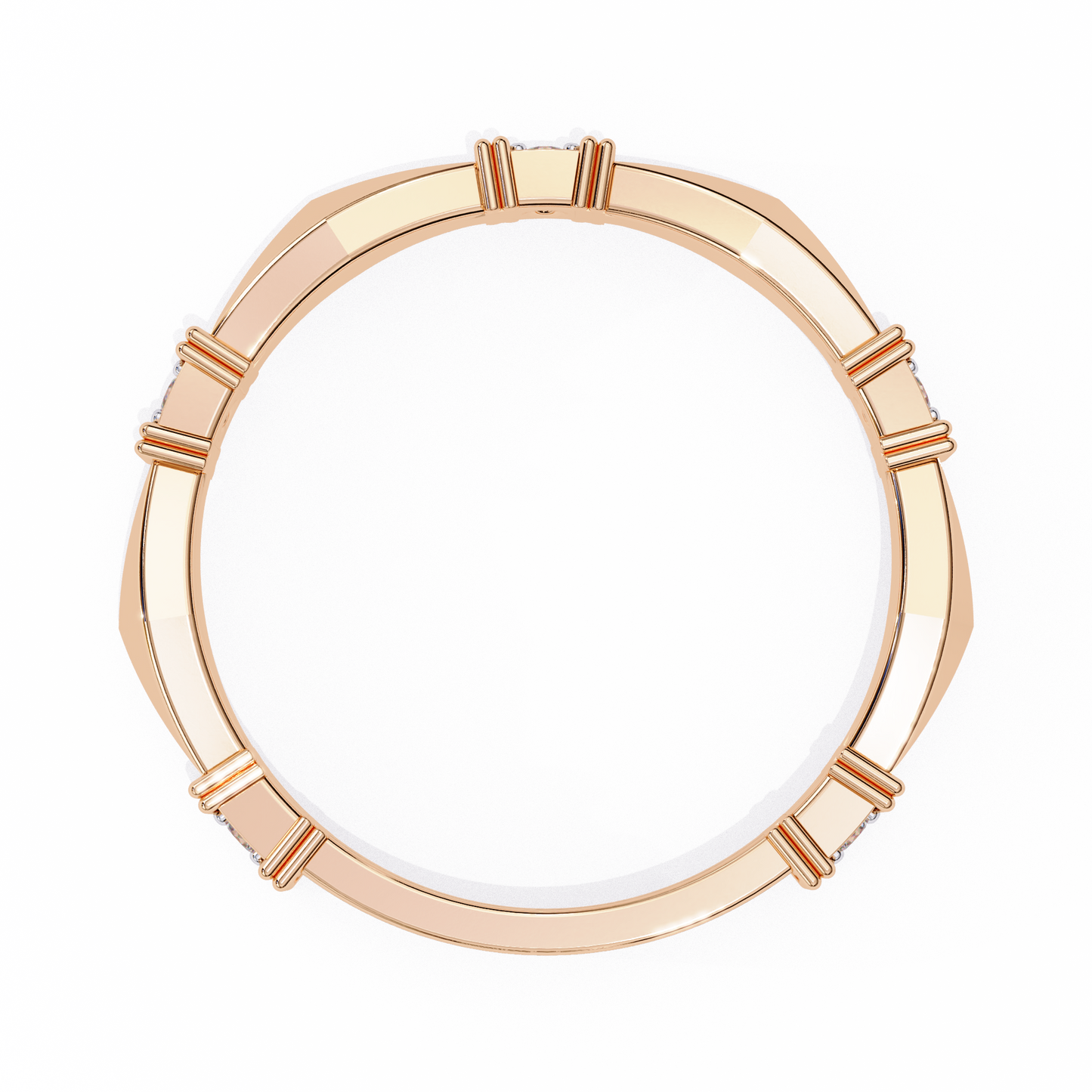 Geometric Diamond Band Ring Rose Gold