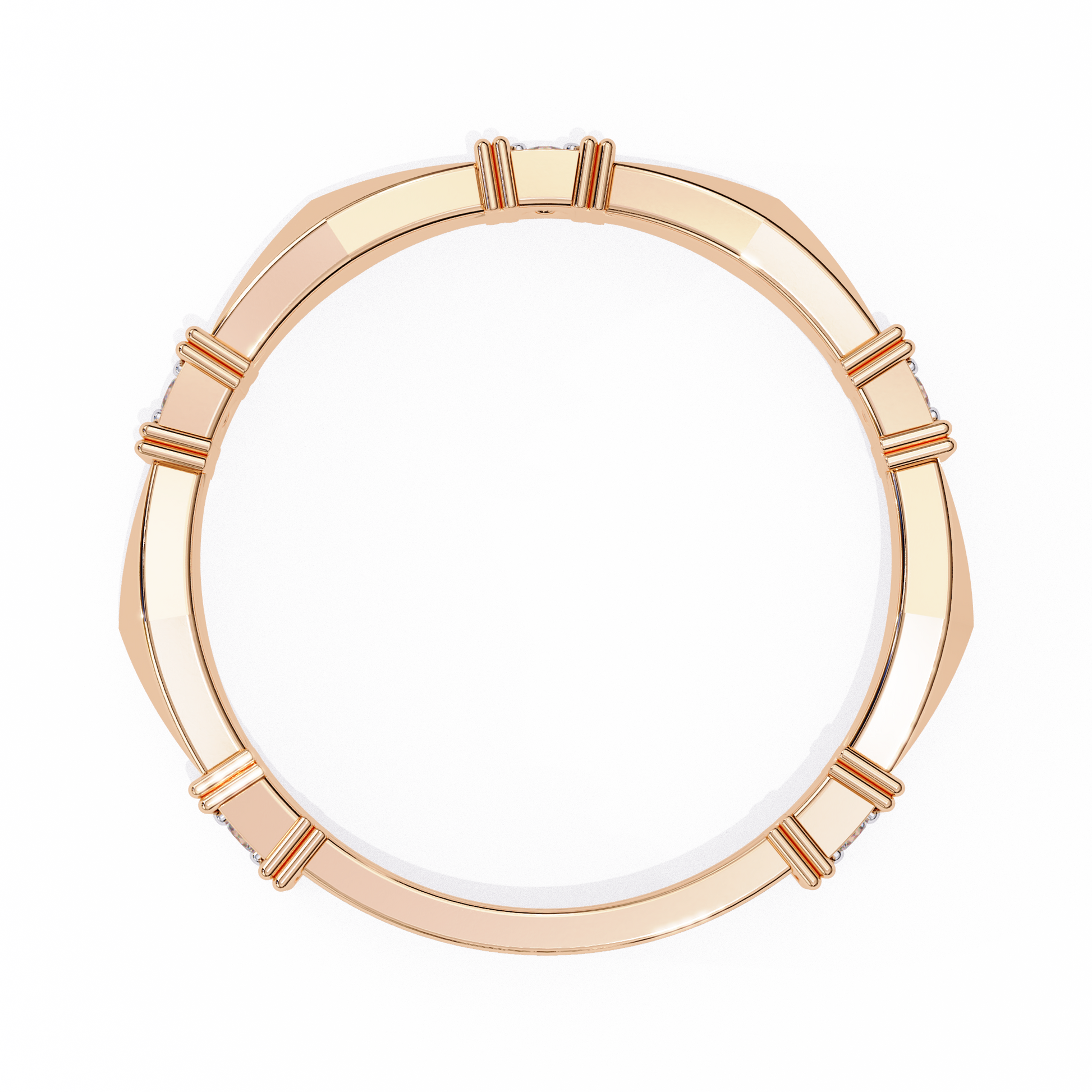 Geometric Diamond Band Ring Rose Gold