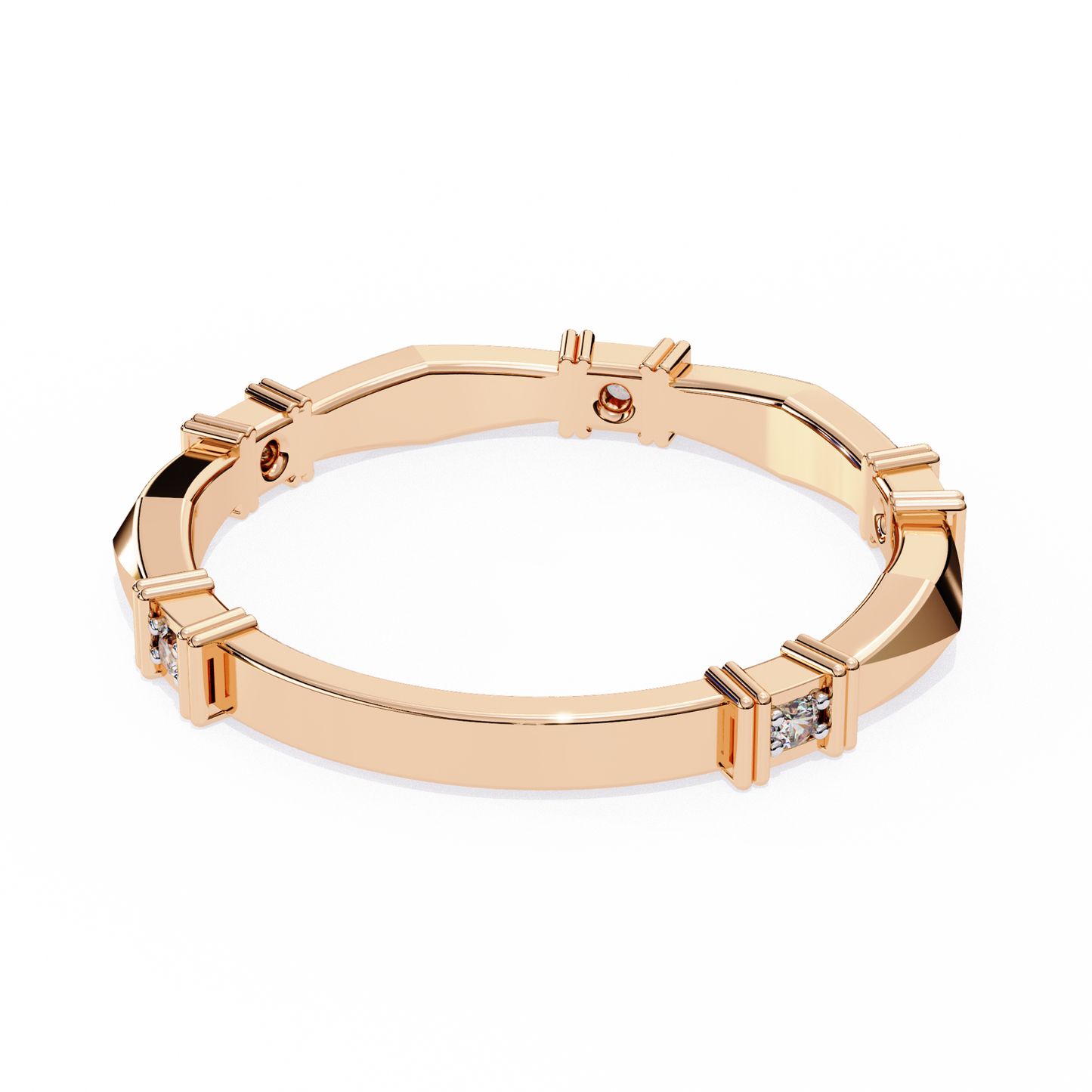 Geometric Diamond Band Ring Rose Gold