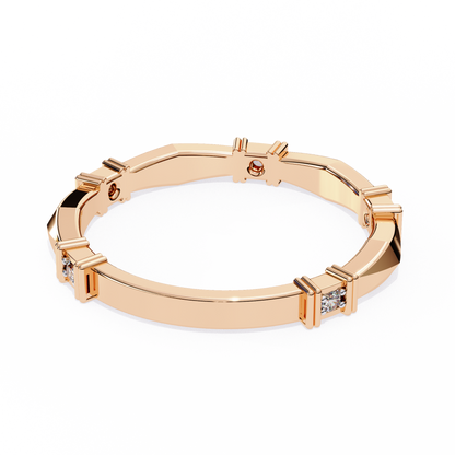 Geometric Diamond Band Ring Rose Gold