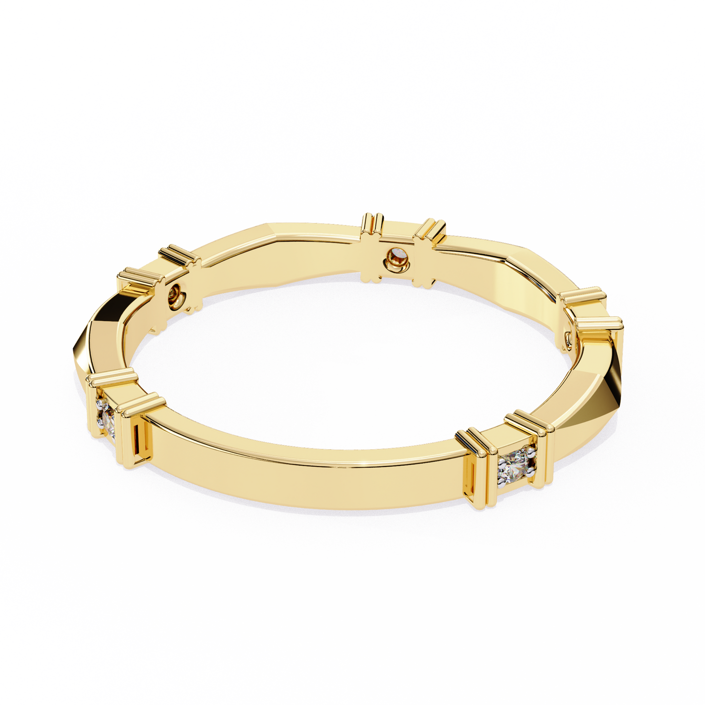 Geometric Diamond Band Ring Yellow Gold