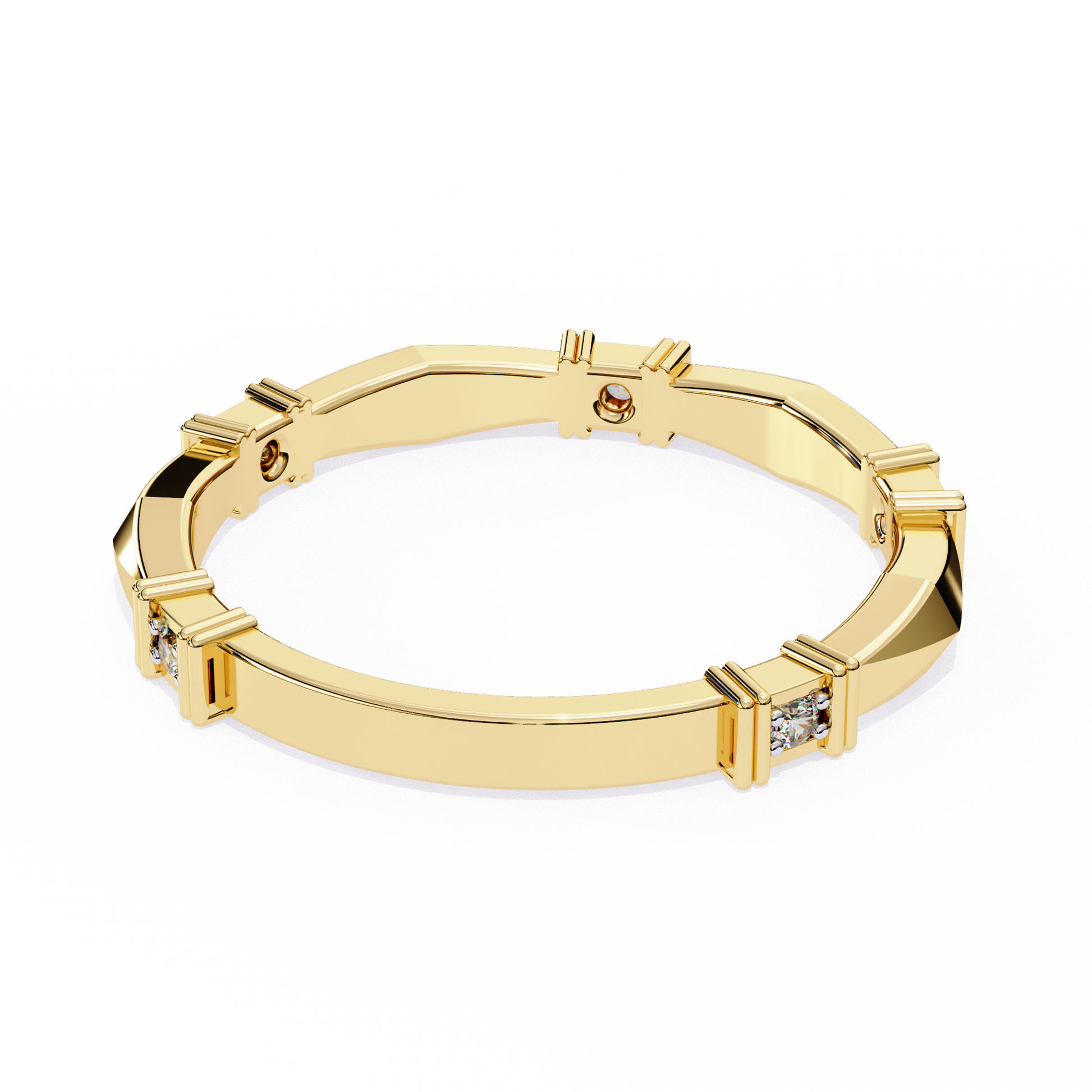 Geometric Diamond Band Ring Yellow Gold