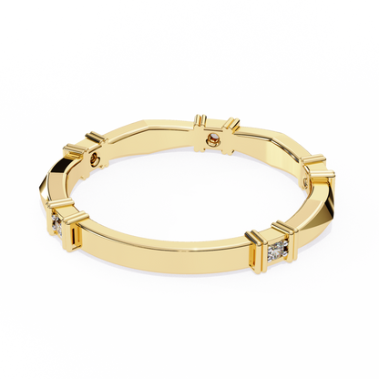 Geometric Diamond Band Ring Yellow Gold