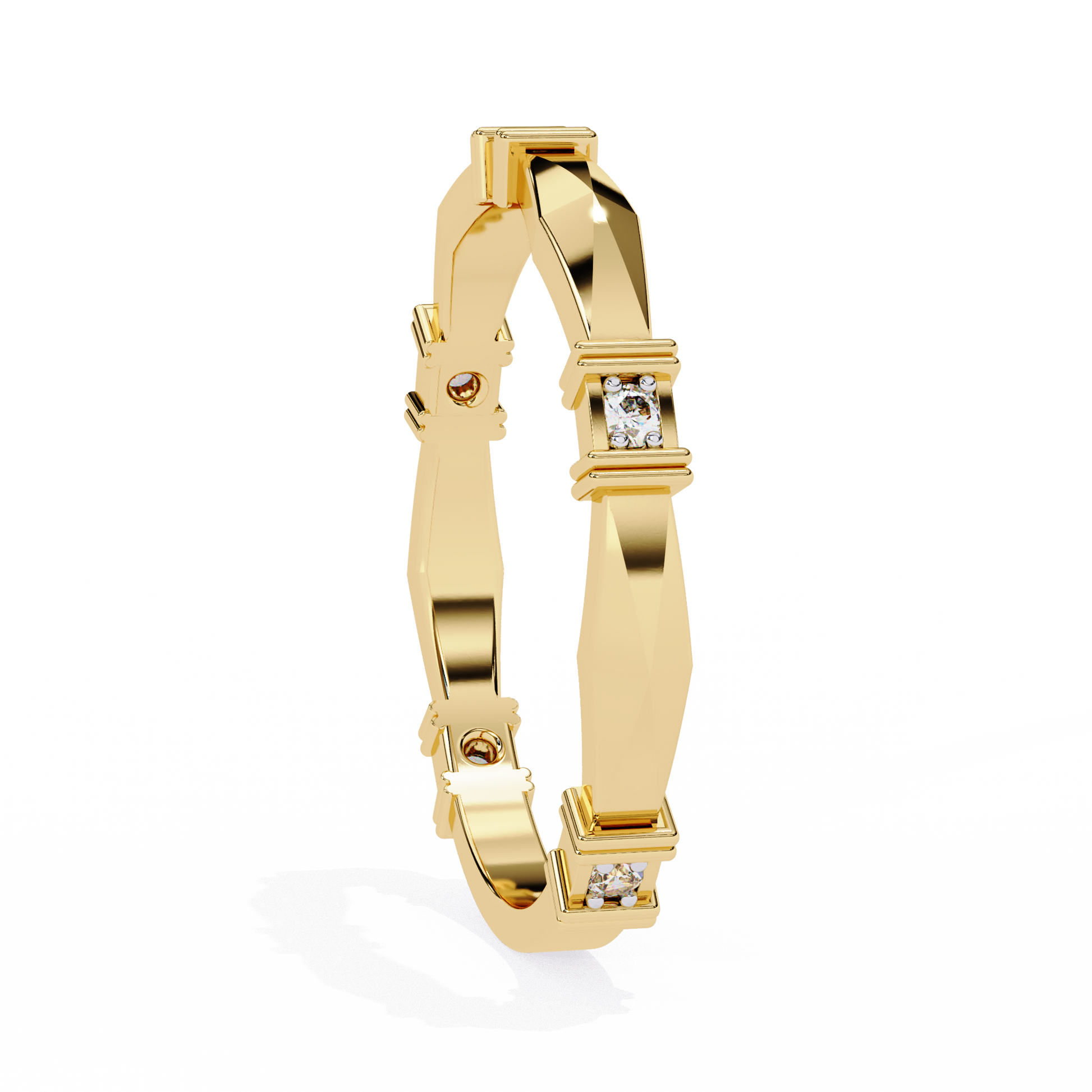 Geometric Diamond Band Ring Yellow Gold