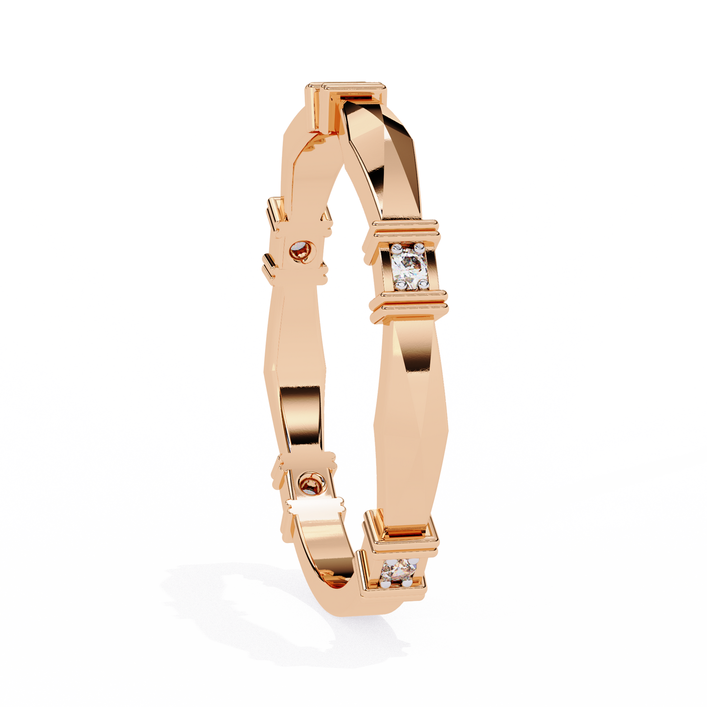 Geometric Diamond Band Ring Yellow Gold