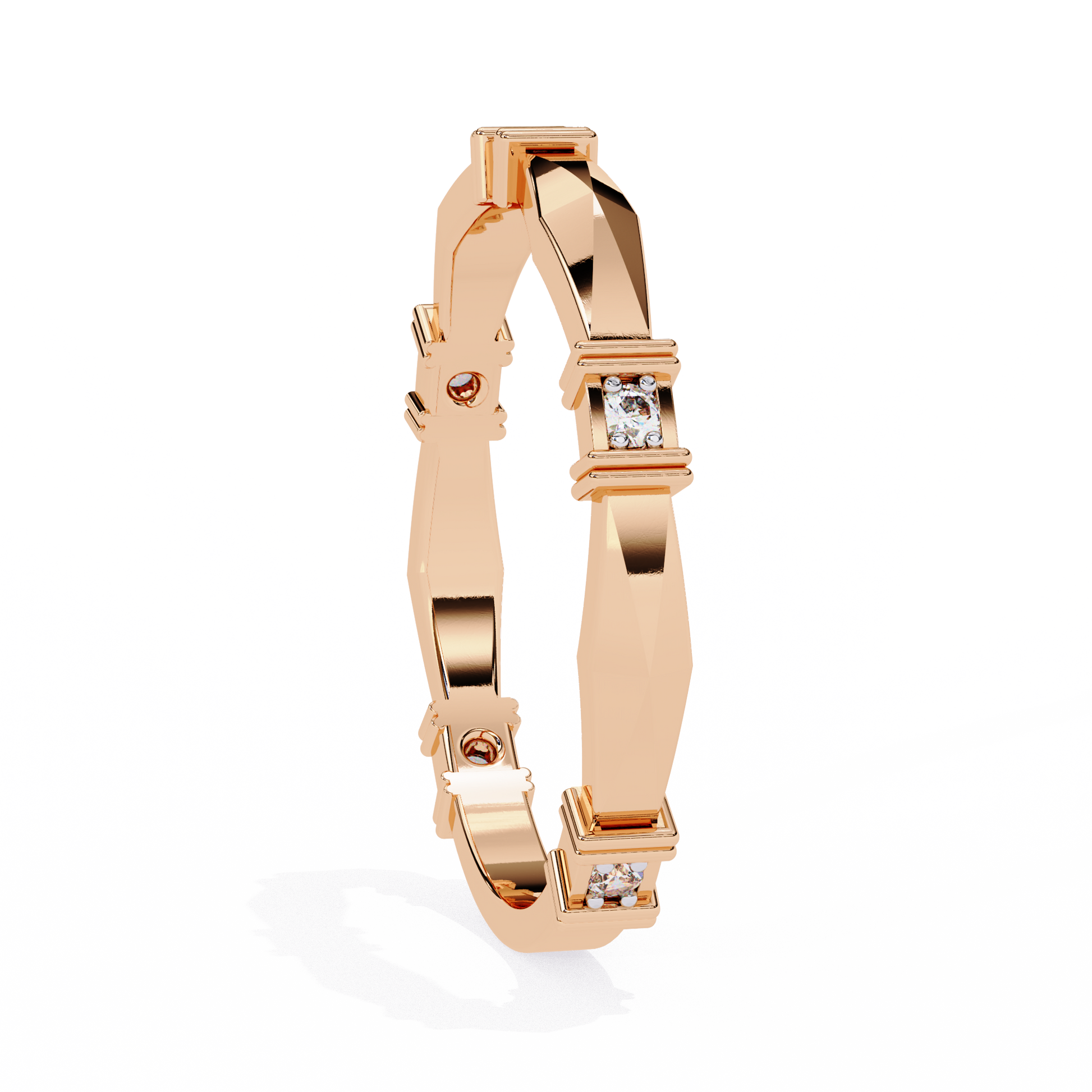 Geometric Diamond Band Ring Yellow Gold