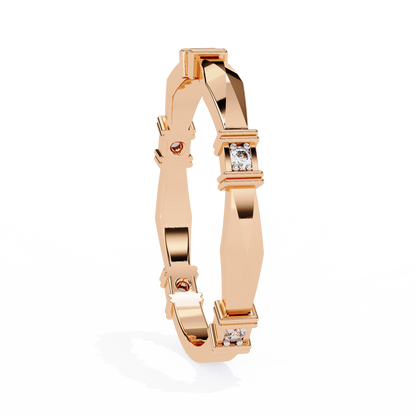 Geometric Diamond Band Ring Yellow Gold