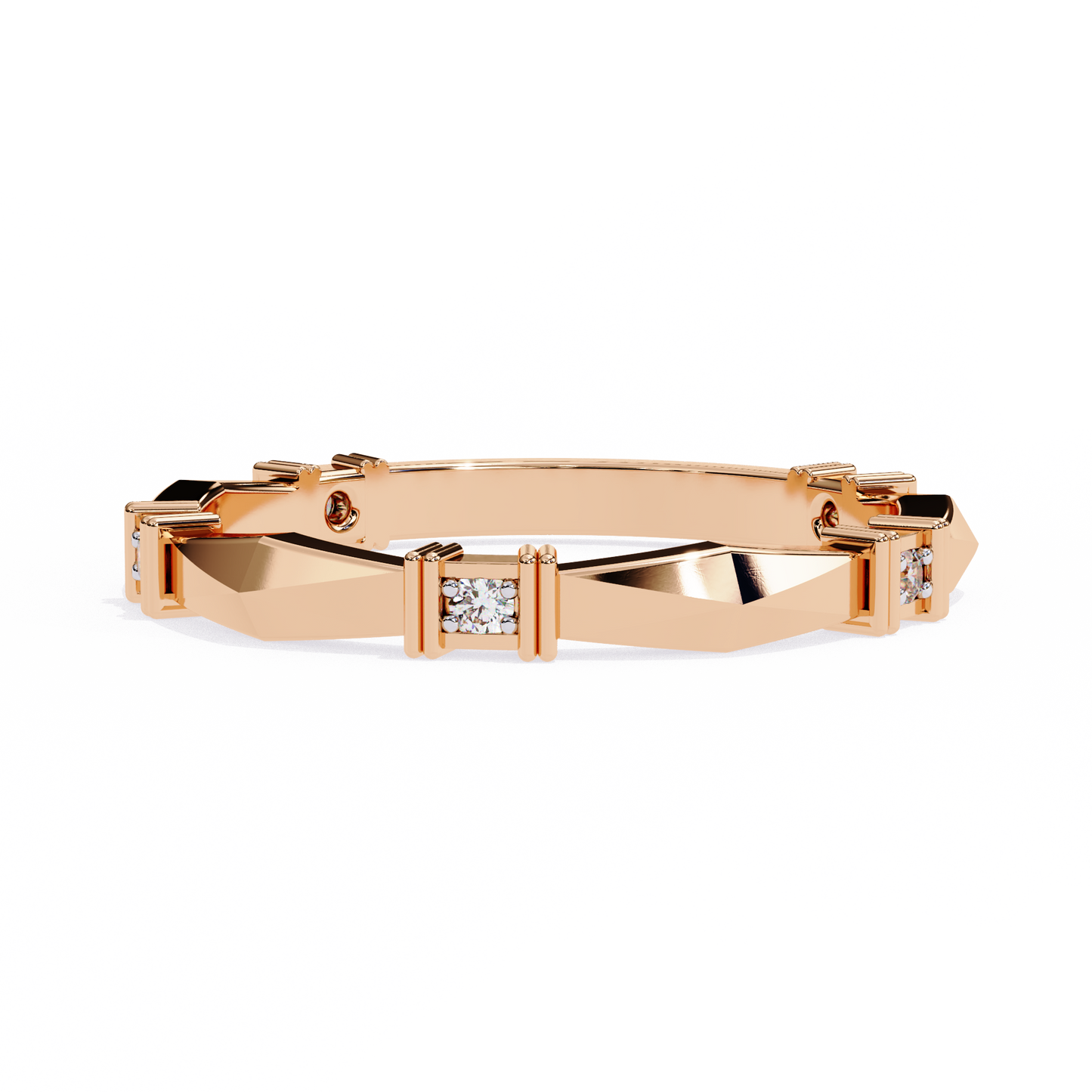 Geometric Diamond Band Ring Rose Gold