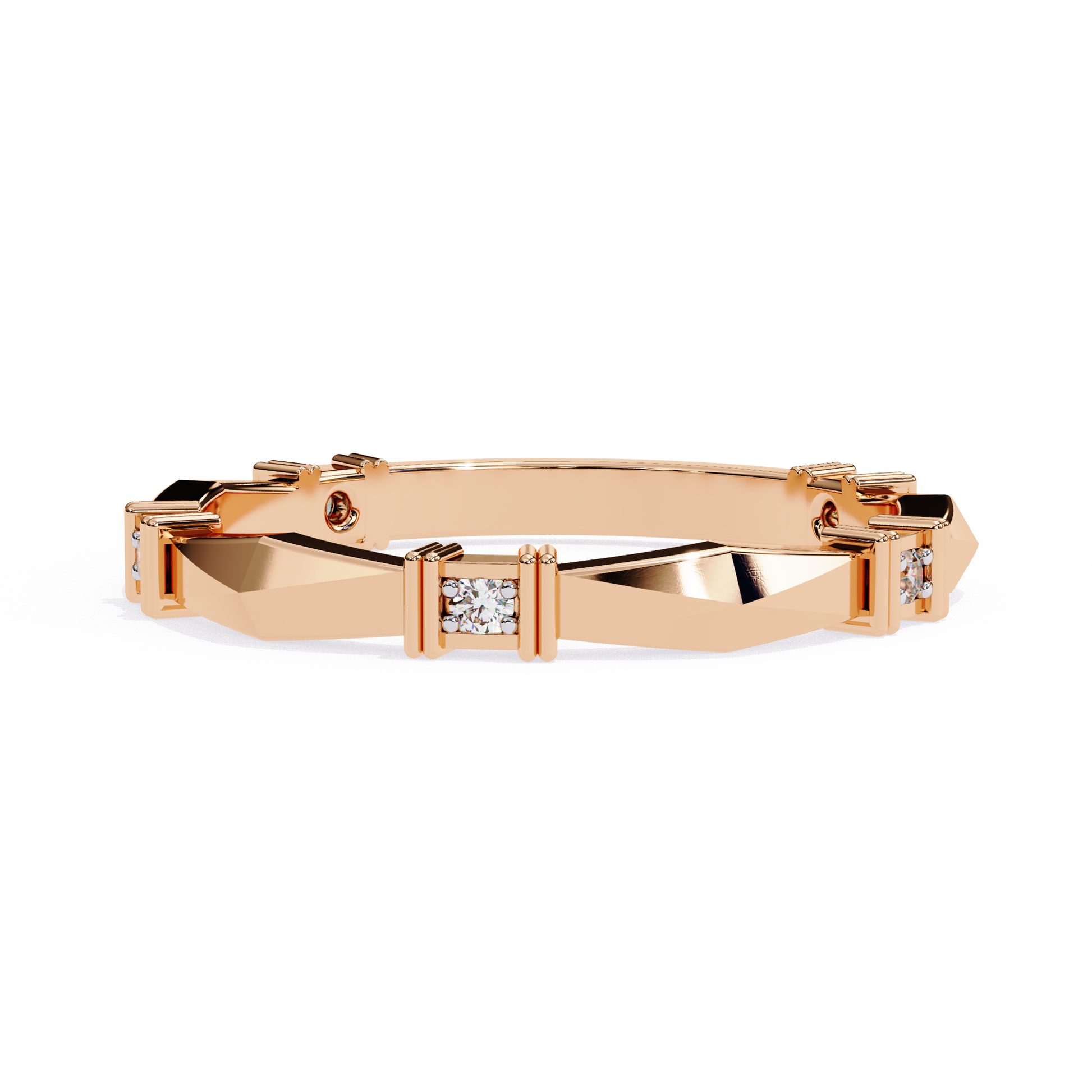 Geometric Diamond Band Ring Rose Gold