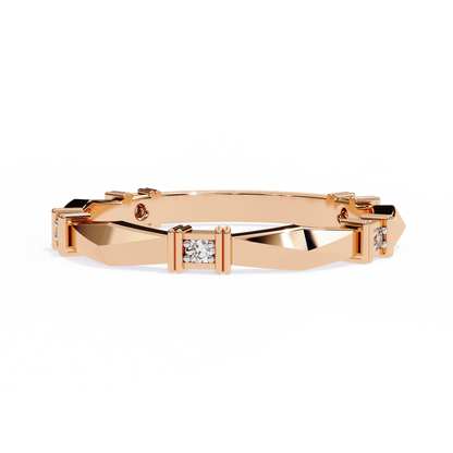 Geometric Diamond Band Ring Rose Gold