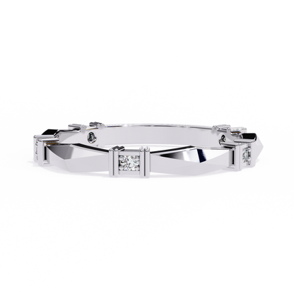 Geometric Diamond Band Ring White Gold