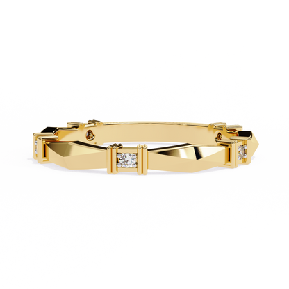 Geometric Diamond Band Ring Yellow Gold