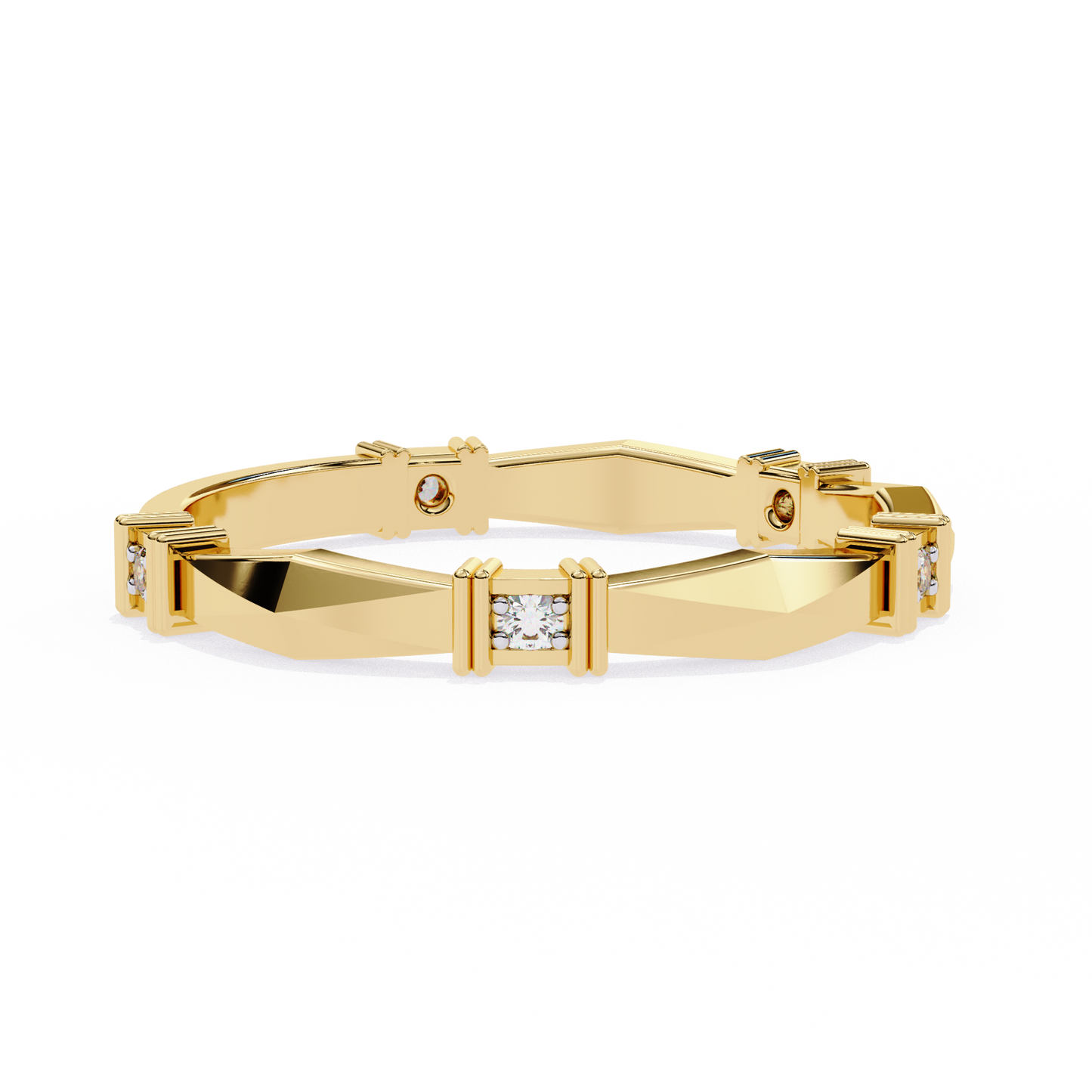 Geometric Diamond Band Ring Yellow Gold