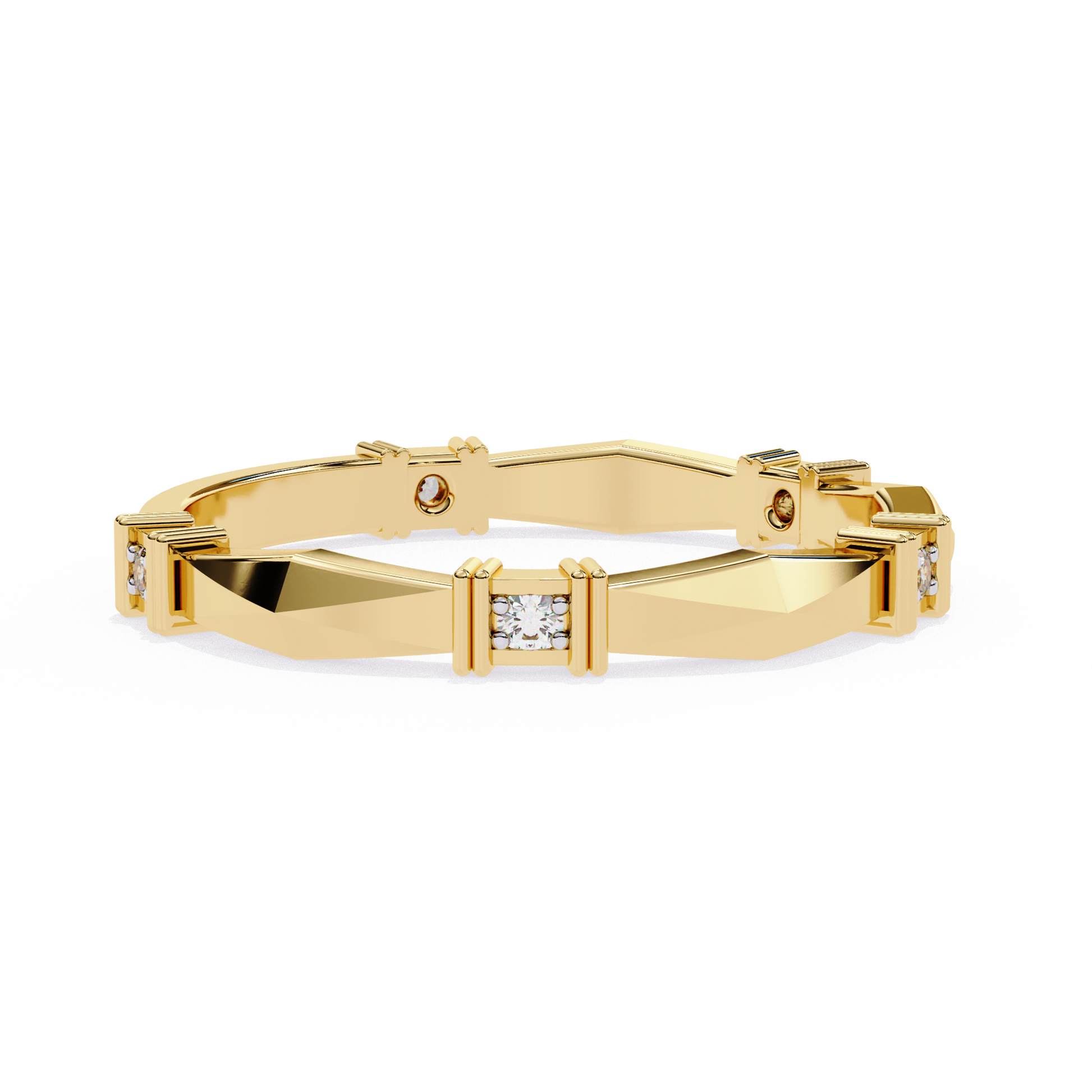 Geometric Diamond Band Ring Yellow Gold