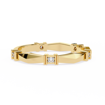 Geometric Diamond Band Ring Yellow Gold