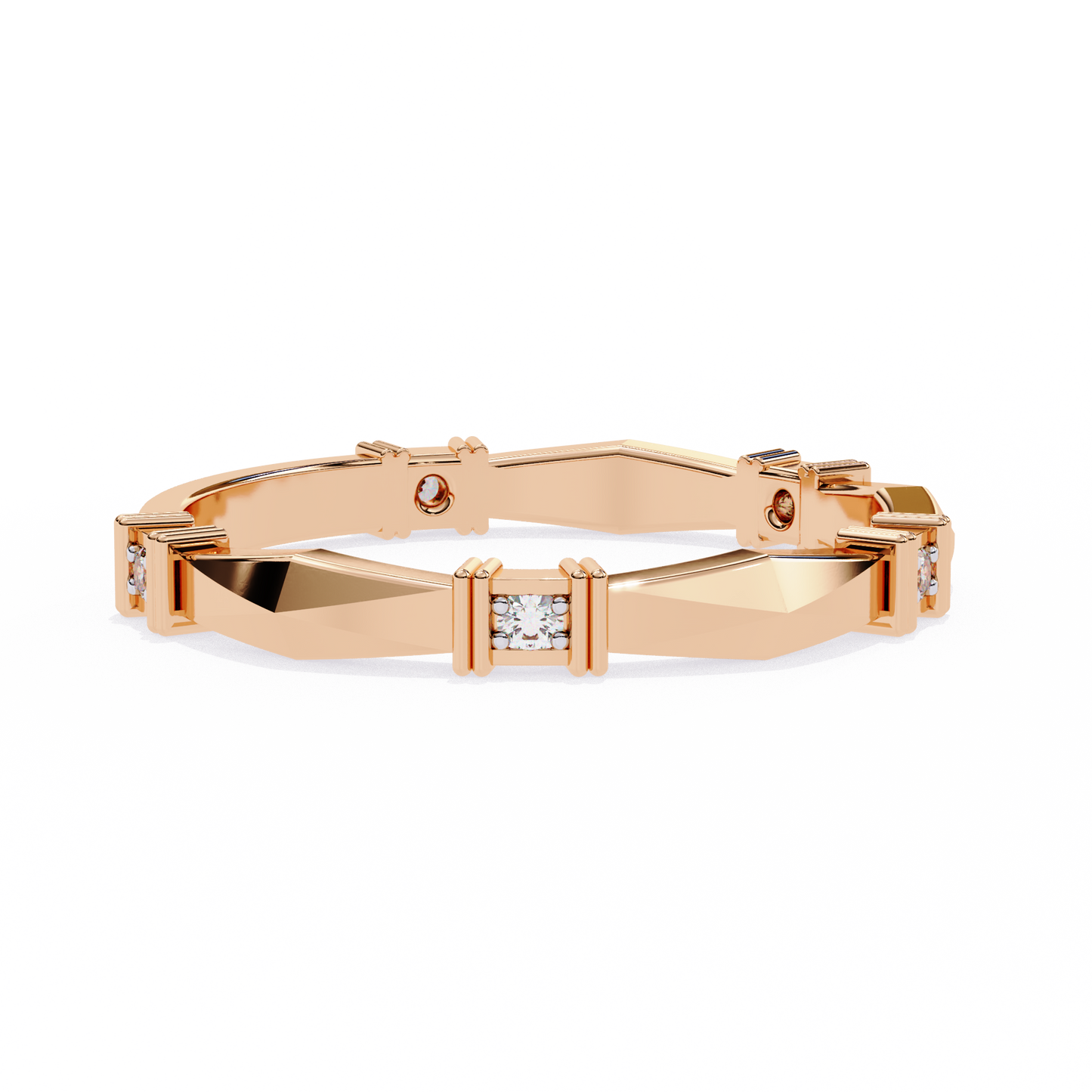 Geometric Diamond Band Ring Rose Gold