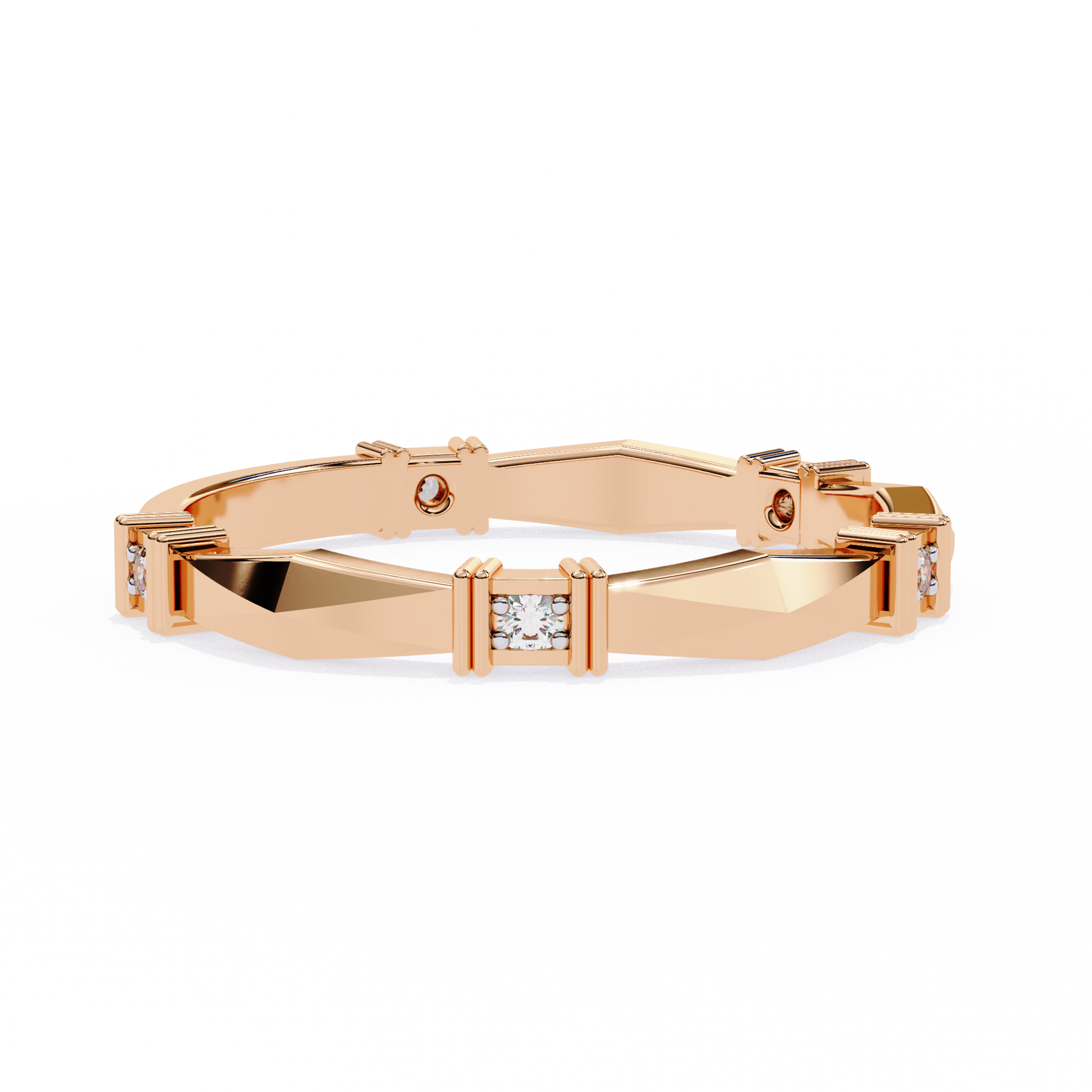 Geometric Diamond Band Ring Rose Gold