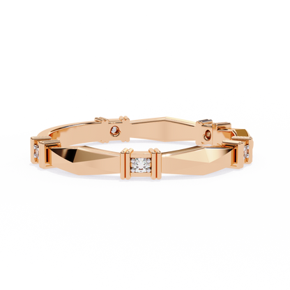 Geometric Diamond Band Ring Rose Gold