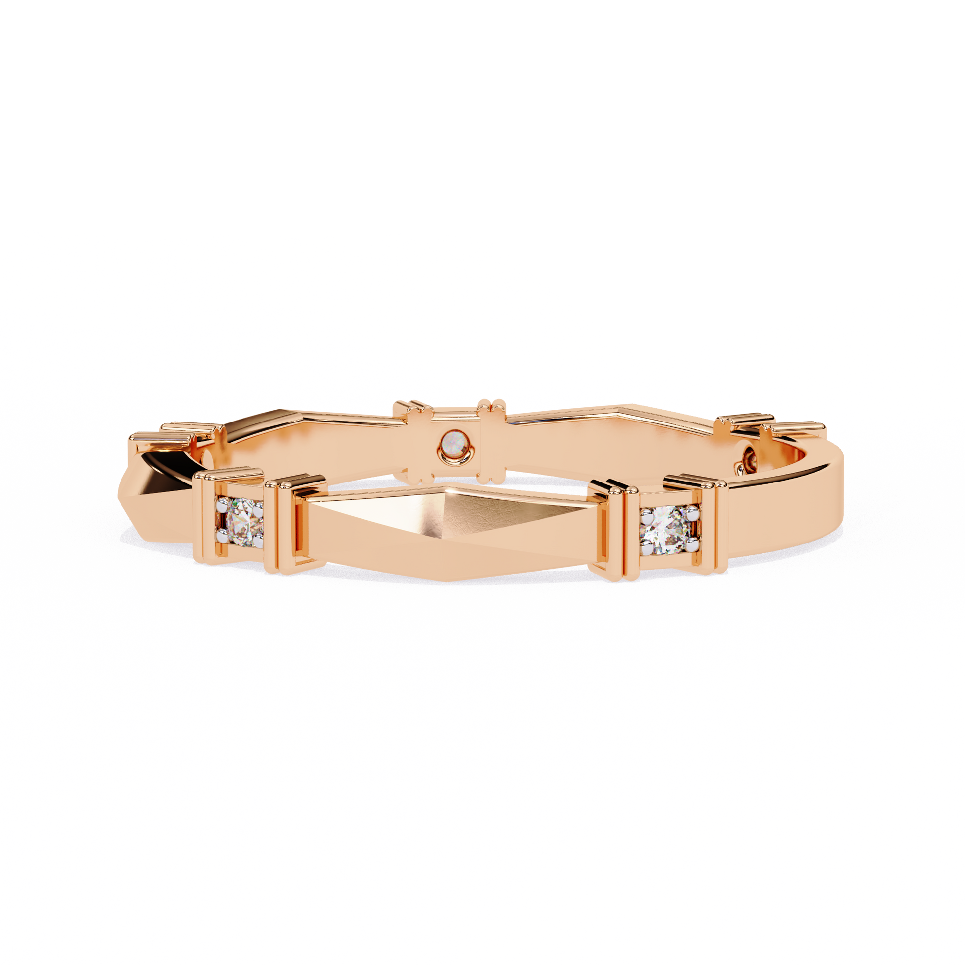 Geometric Diamond Band Ring Rose Gold