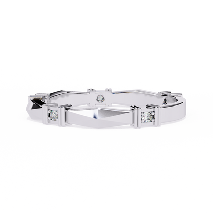 Geometric Diamond Band Ring White Gold