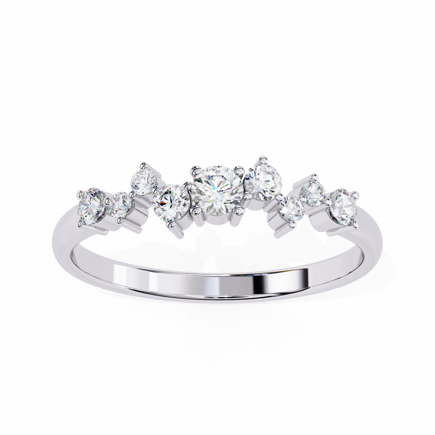 Cluster Diamond Ring White Gold